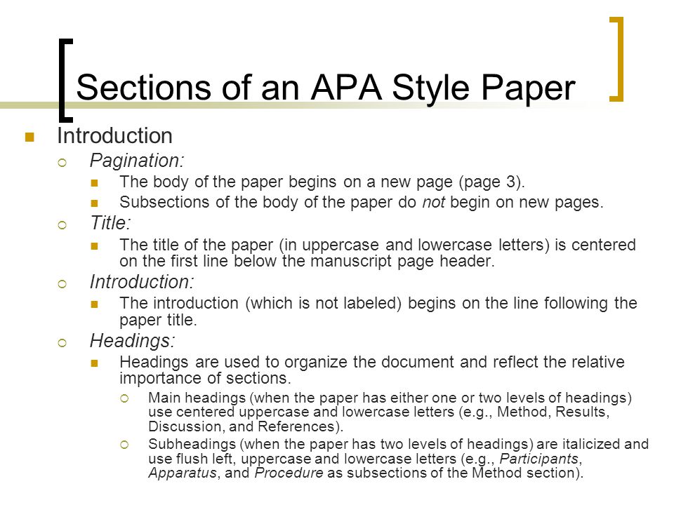 Major sections of research paper